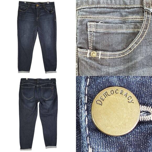 Democracy Jeans Women's Size 16 Blue Dark Wash Skinny Leg High Rise 5-Pocket - Picture 1 of 10